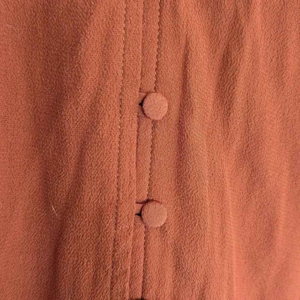 Madewell Heather Long Sleeve Button-down Dress, Rust Red, Size Large - Picture 2 of 13